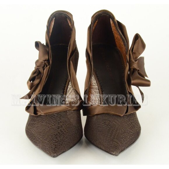 STELLA MCCARTNEY SHOES MESH & SATIN BROWN PUMPS sz 37.5 / 7.5 - Picture 6 of 13